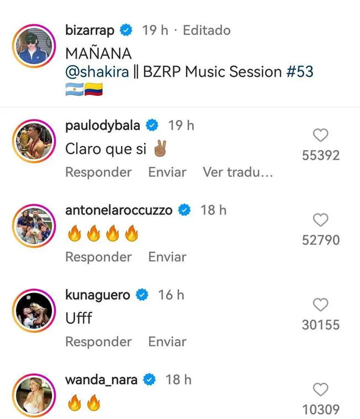 Celebridades argentinas comentaron la publicación que anuncia nuevo lanzamiento de Shakira.