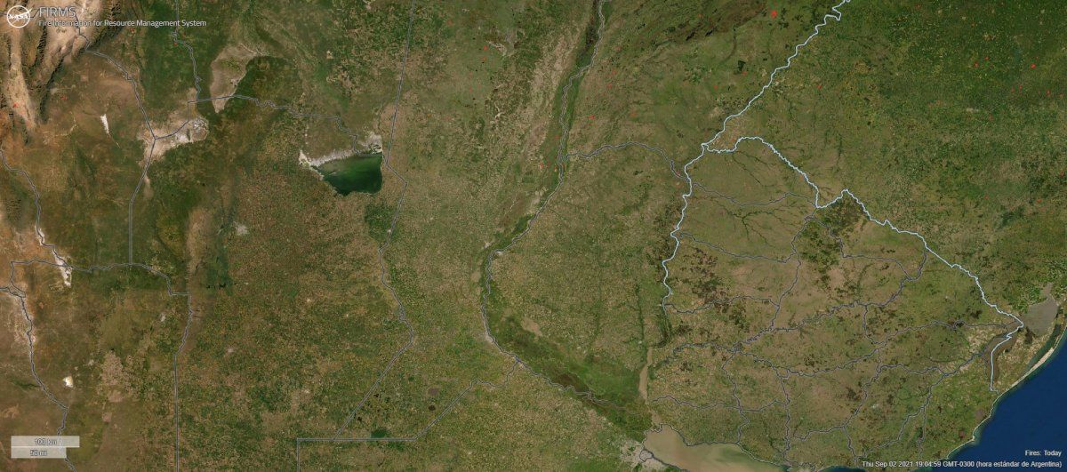 El mapa satelital de la NASA muestra el sur de la provincia sin