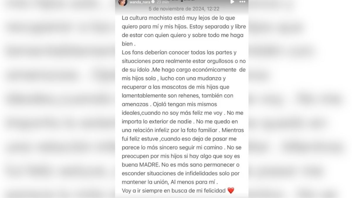El comunicado de Wanda Nara denunciando la amenaza de Mauro Icardi. El comunicado de Wanda Nara denunciando la amenaza de Mauro Icardi.