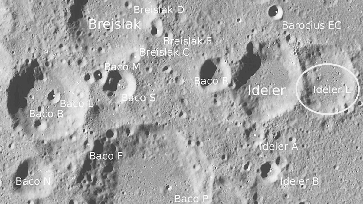 Zona de la Luna en donde están los cráteres Ideler e Ideler L.