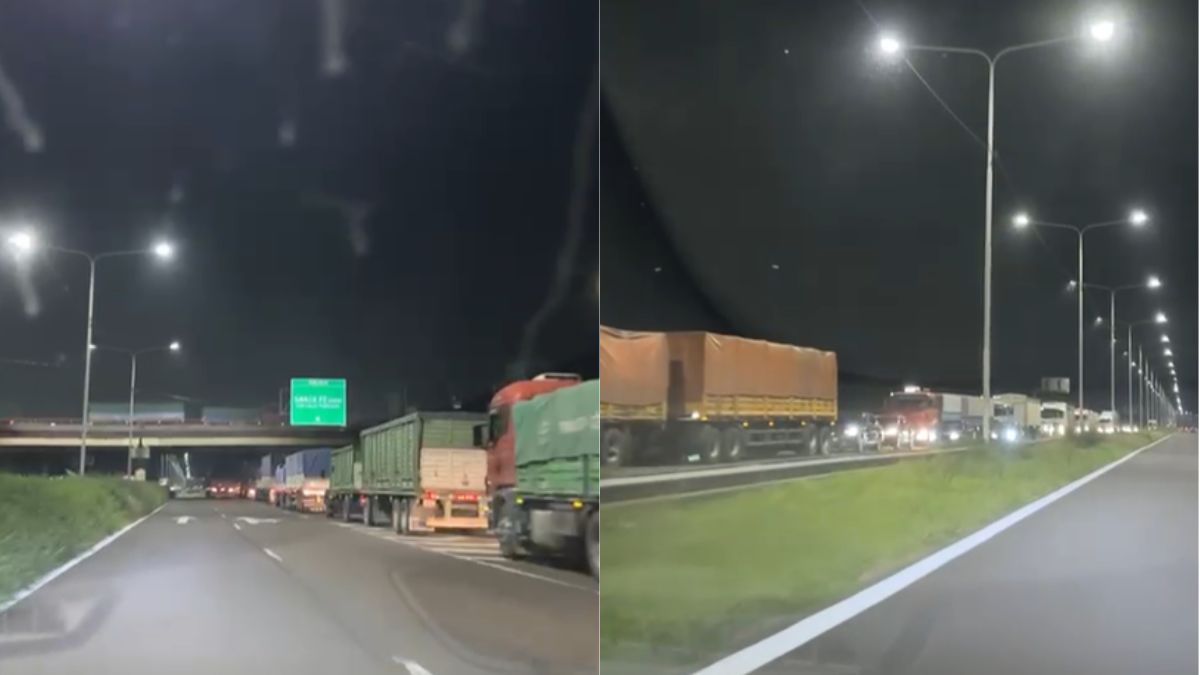 Gran carga vehicular este lunes por la noche en la Autopista Rosario - Santa Fe y Circunvalación Oeste.