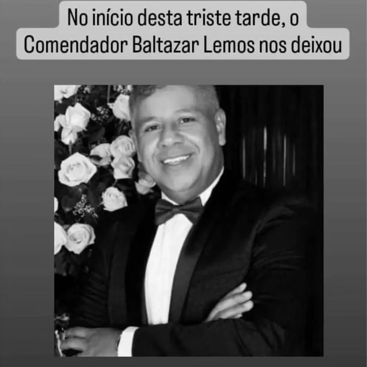 El anuncio de la muerte de Baltazar Lemos en las redes sociales. 