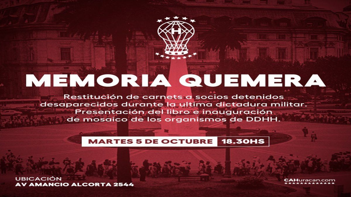 Huracán restituirá los carnets a los socios desaparecidos durante la dictadura