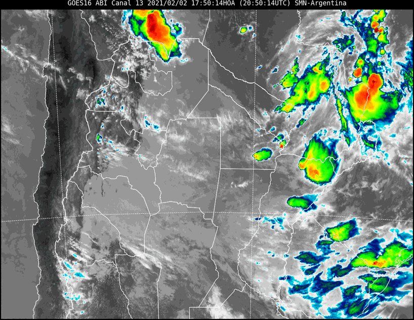 Imagen satelital del tiempo a las 17.50 horas del martes.