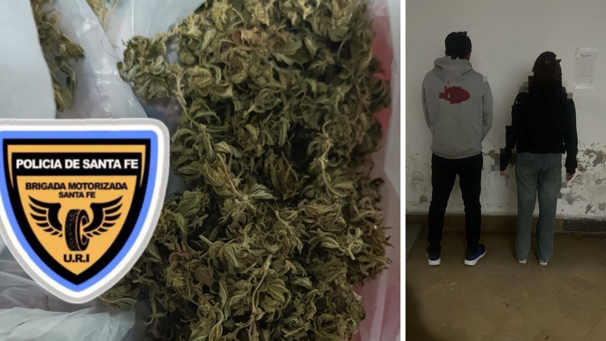 Una joven de 23 años fue interceptada junto a un hombre en Santa Fe. En una mochila hallaron presunta marihuana y ambos quedaron detenidos.