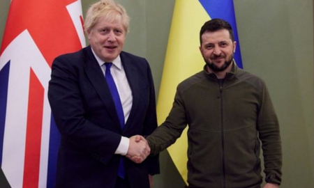 Boris Jonhson y Volodomir Zelenski, reunidos en Kiev. Boris Jonhson y Volodomir Zelenski, reunidos en Kiev.