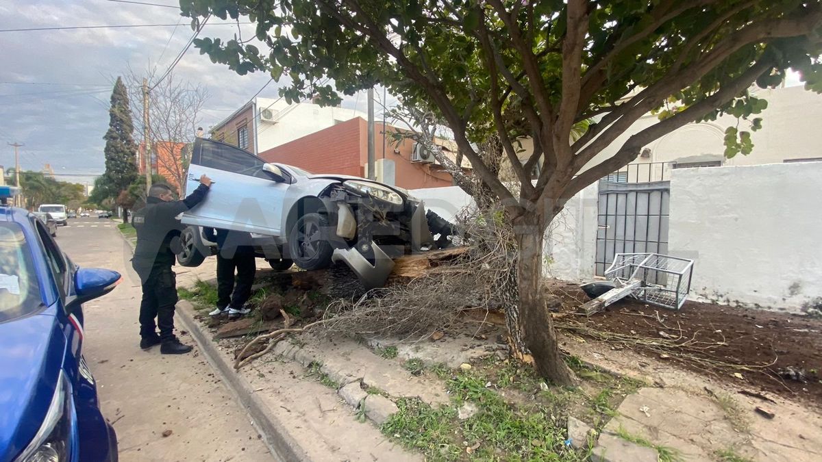 A raíz del fuerte impacto, derribó el árbol y hasta un tacho de la basura que se encontraba apostado en la vereda. A raíz del fuerte impacto, derribó el árbol y hasta un tacho de la basura que se encontraba apostado en la vereda.