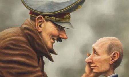 Un meme de Hitler y Putin en la cuenta oficial de Ucrania en Twitter Un meme de Hitler y Putin en la cuenta oficial de Ucrania en Twitter