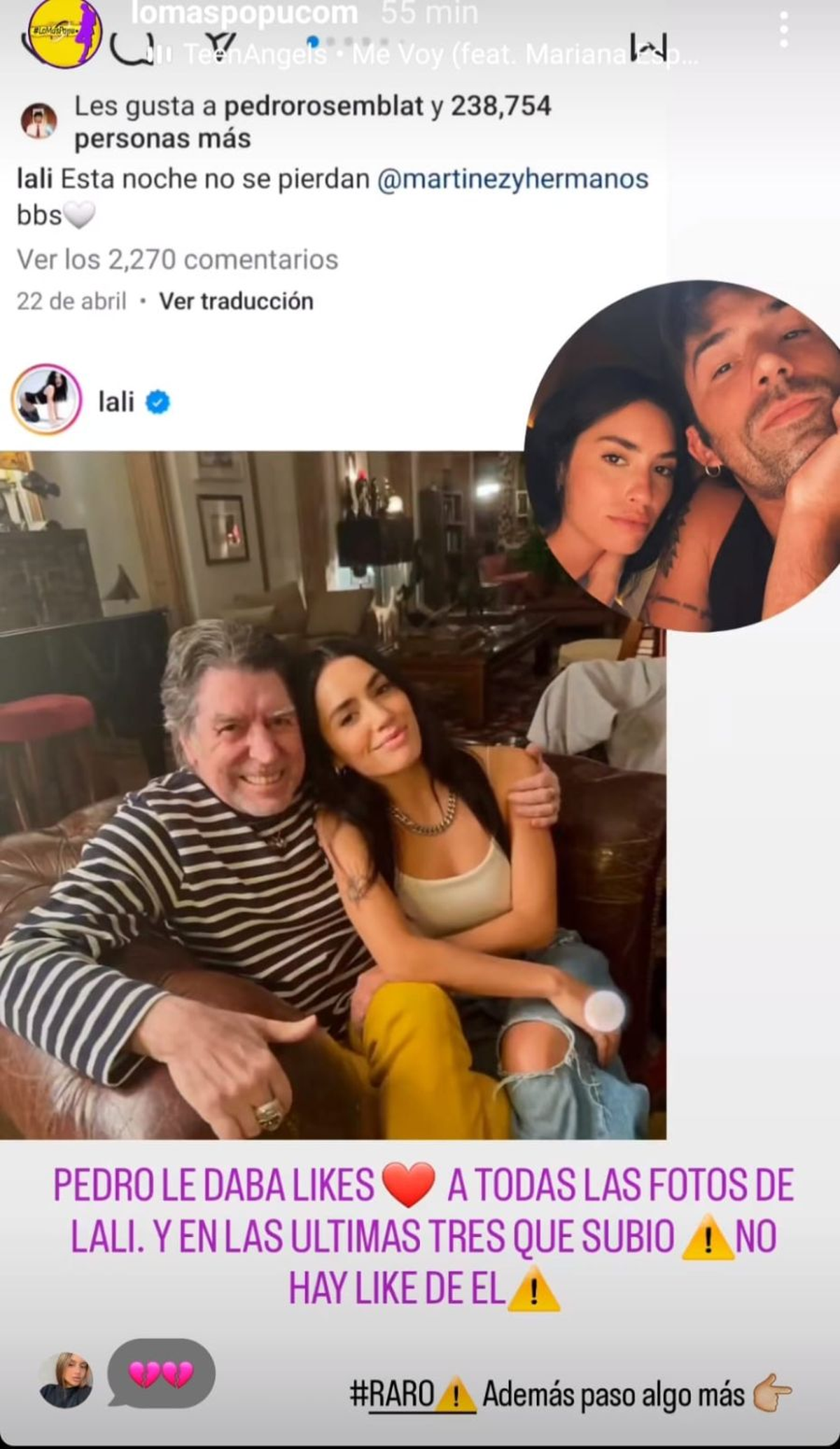 Lali Espósito y Pedro Rosemblat están en crisis. Lali Espósito y Pedro Rosemblat están en crisis.