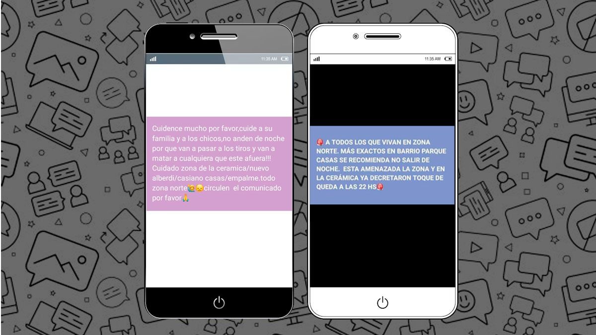 Estos son los mensajes de Whatsapp que circularon entre los vecinos de barrio La Cerámica de Rosario.