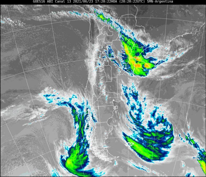 Imagen satelital del tiempo a las 17.20 del miércoles.