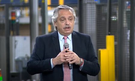 Alberto Fernández desde Luján este miércoles. Alberto Fernández desde Luján este miércoles.