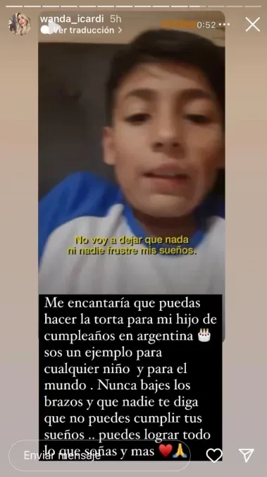 Wanda quiere que Joaquín le haga la torta a uno de sus hijos.