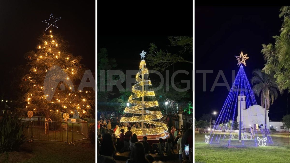 Así son los distintos árboles de Navidad en espacios públicos de la provincia de Santa Fe.
