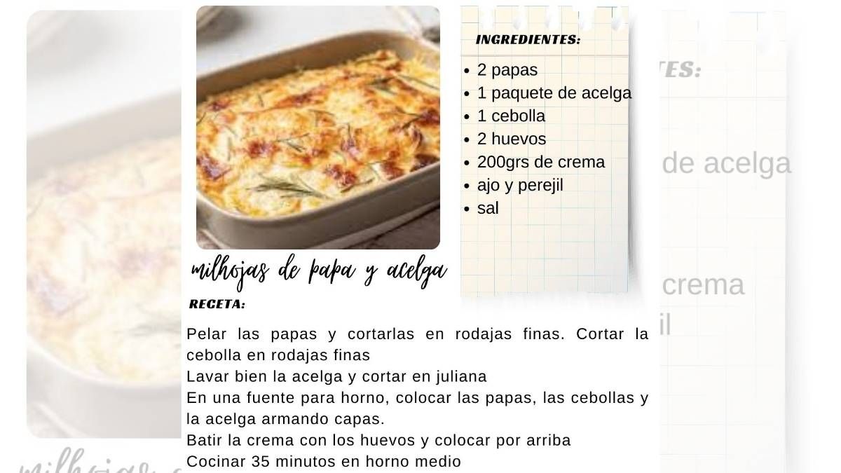 Esta receta de milhojas de papas y acelga es una gran opción para sorprender a todos. Esta receta de milhojas de papas y acelga es una gran opción para sorprender a todos.
