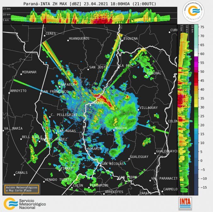 Imagen de radar a las 18 horas del viernes.