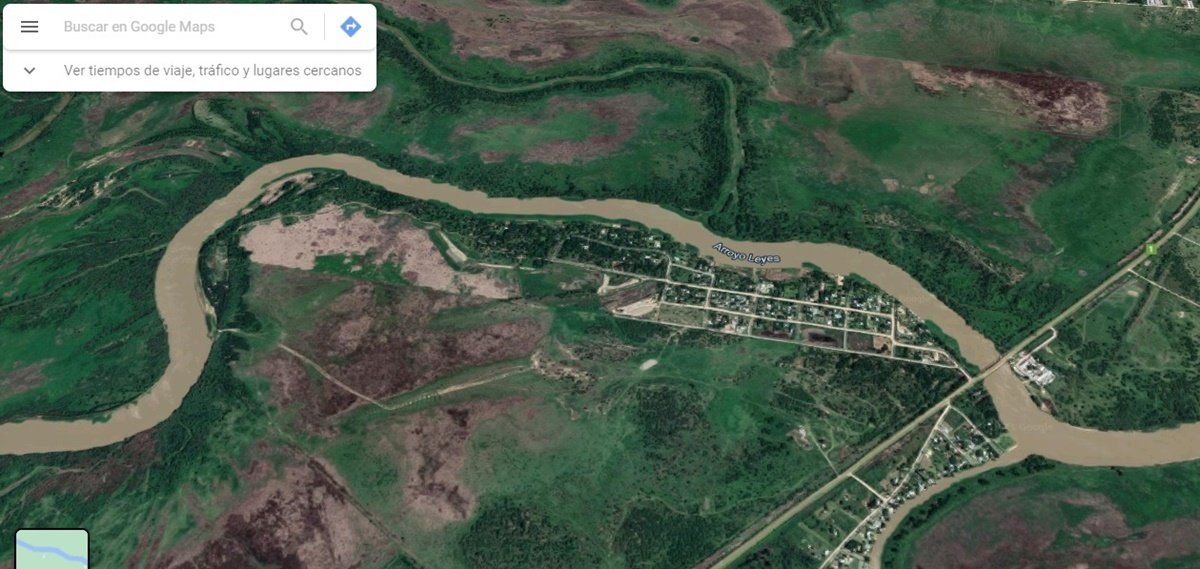 Imagen satelital del lugar donde se realizó la búsqueda de Estela y Benito