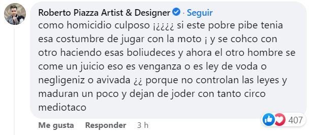 Roberto Piazza, indignado tras la muerte de El Noba.