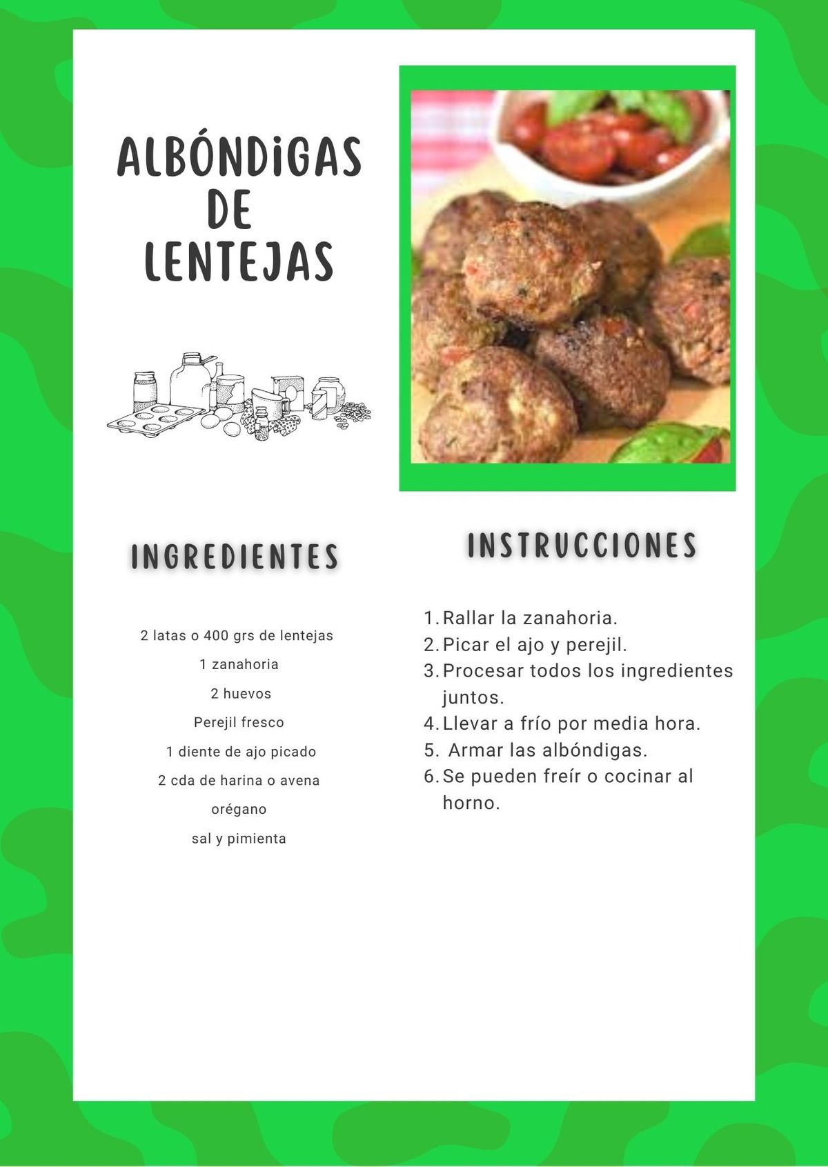 La receta de albóndigas de lentejas de Peny Yob La receta de albóndigas de lentejas de Peny Yob