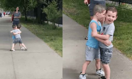 Un par de amigos cautivan con un tierno reencuentro tras cuarentena Un par de amigos cautivan con un tierno reencuentro tras cuarentena
