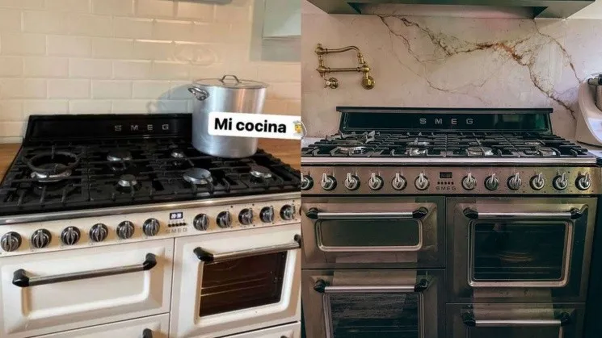 A la izquierda, el horno de Wanda Nara en Milán, a la derecha, el mismo de la China Suárez, en Buenos Aires.