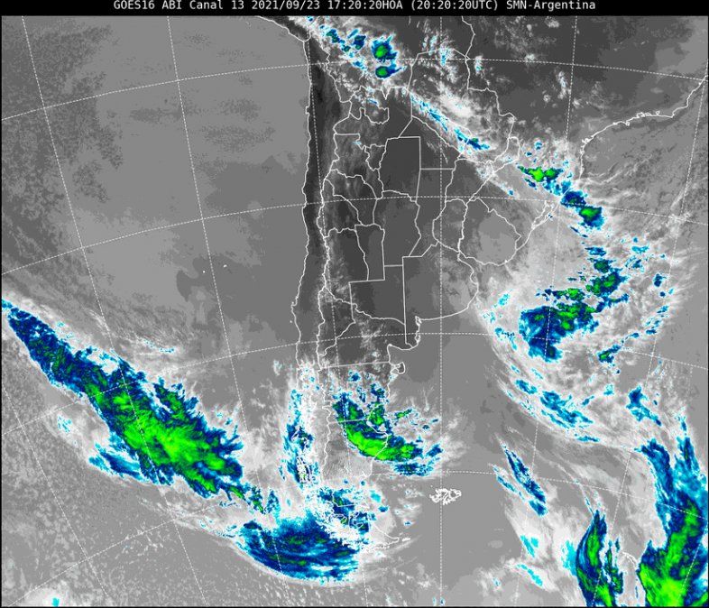 Imagen satelital del tiempo a las 17.20 horas del jueves.