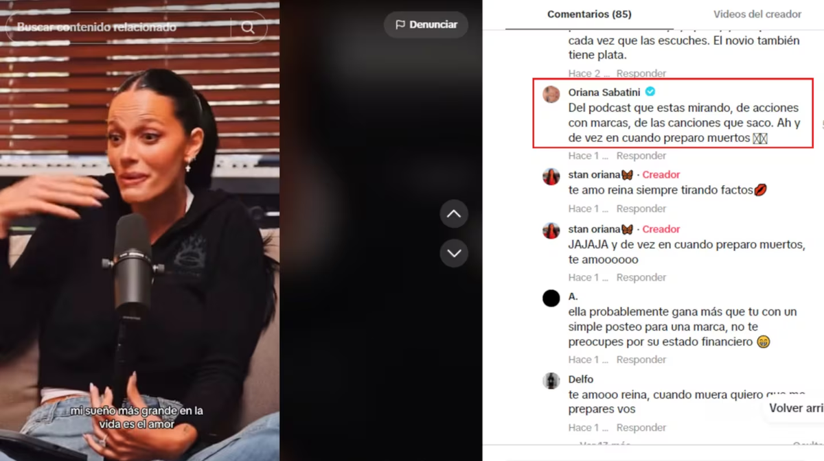 La respuesta de Oriana Sabatini cuando le preguntaron de qué vive. La respuesta de Oriana Sabatini cuando le preguntaron de qué vive.