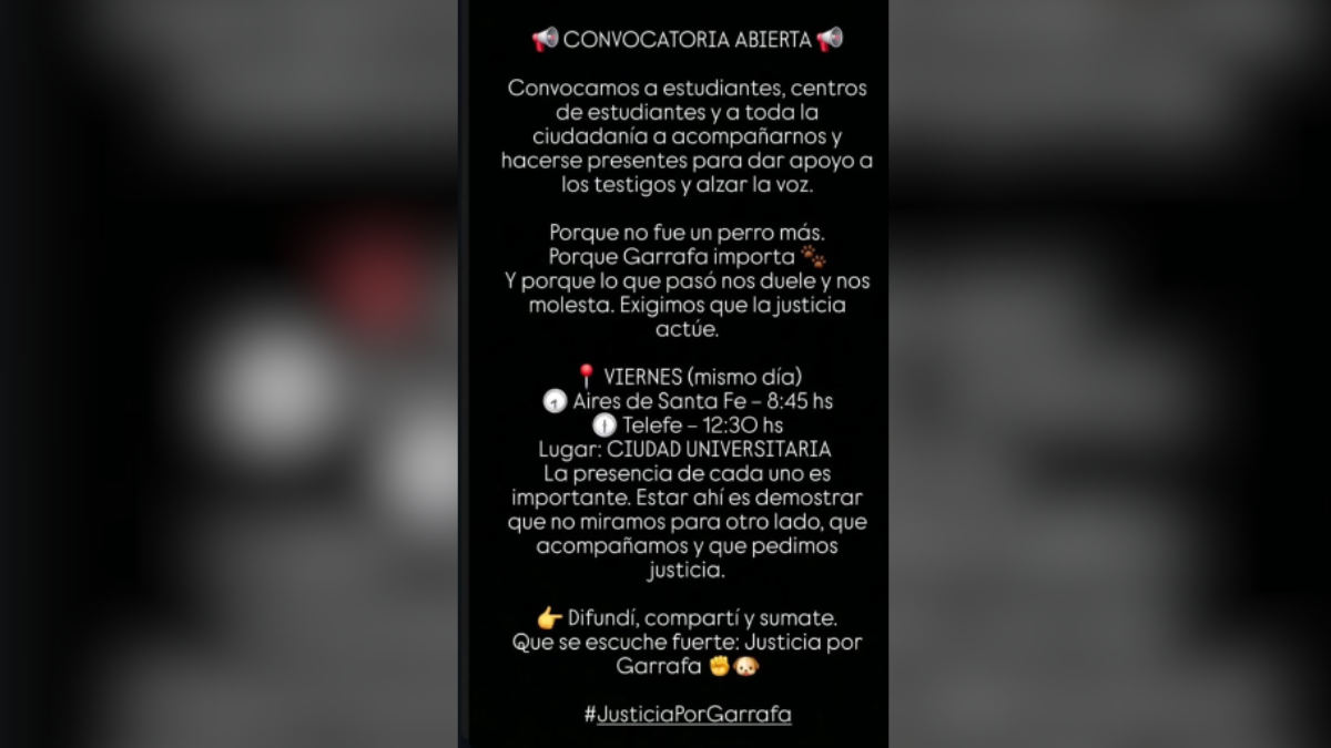 Muerte de Garrafa convocatoria en la Ciudad Universitaria.