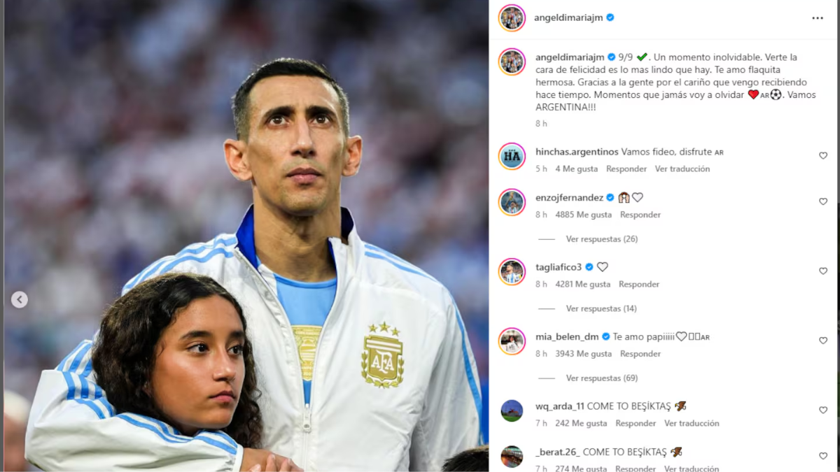 El mensaje de Ángel Di María a su hija. El mensaje de Ángel Di María a su hija.
