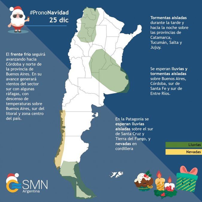 Cómo estará el tiempo esta Navidad en todo el país