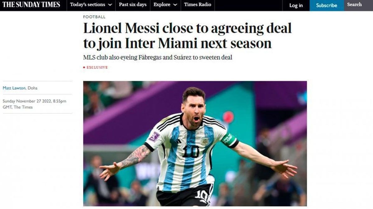 Un diario británico revela que Messi ya arribó a acuerdo para sumarse al Inter Miami en 2023
