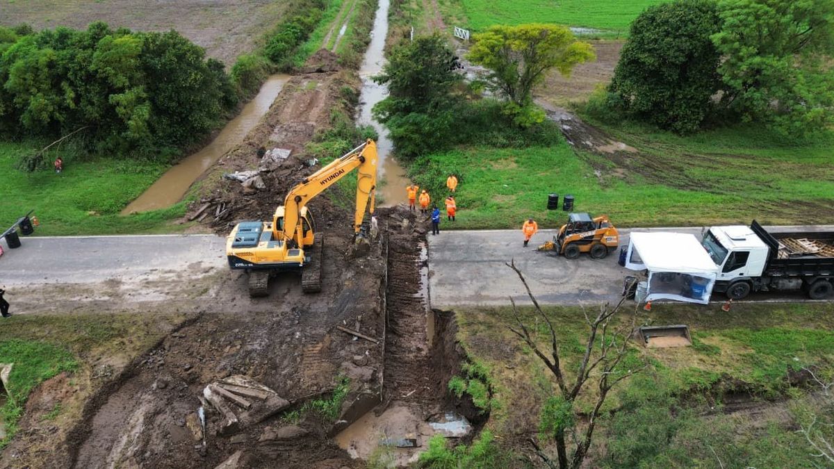 La ruta nacional 34 a la altura de Lehmann estuvo cortada desde el 31 de marzo por el colapso de una alcantarilla.