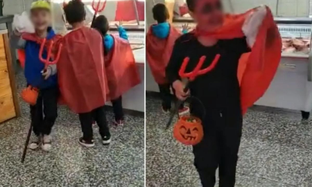 Tres nenes pidieron caramelos por Halloween, pero el carnicero no tenía y les regaló chorizos: ¿Dulce o chori? Tres nenes pidieron caramelos por Halloween, pero el carnicero no tenía y les regaló chorizos: ¿Dulce o chori?