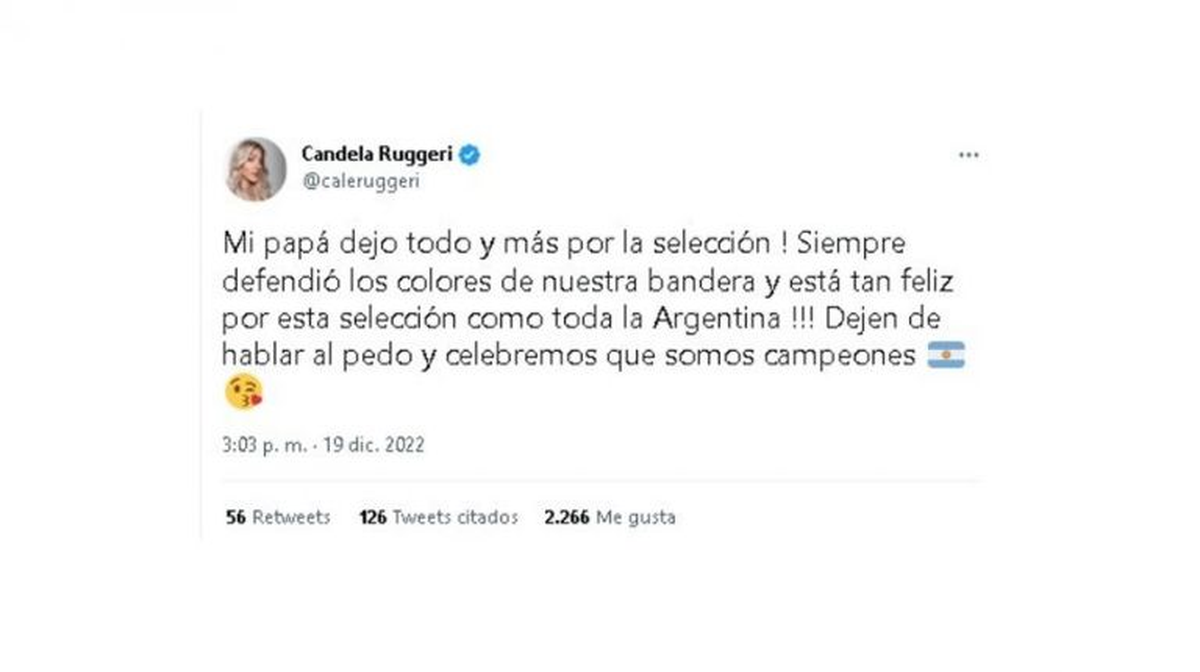 Cande Ruggeri enfrentó a quienes criticaron a su papá.