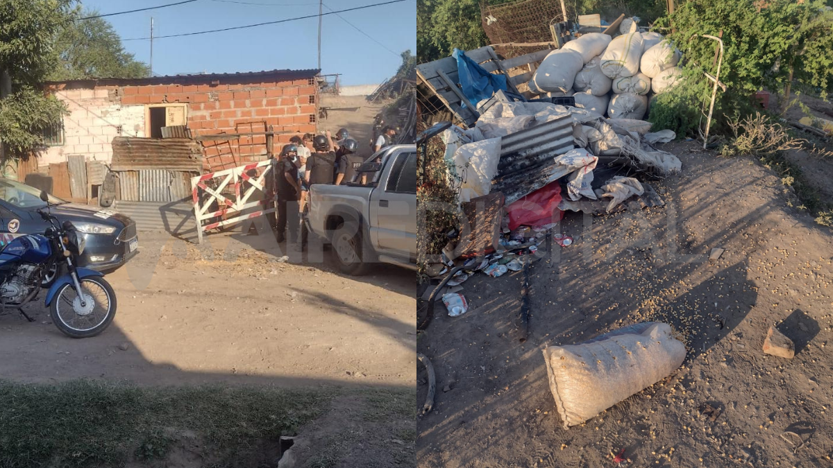 Tres detenidos en barrio Santa Rosa de Lima por robar bolsas de cereal a un tren de Belgrano Cargas