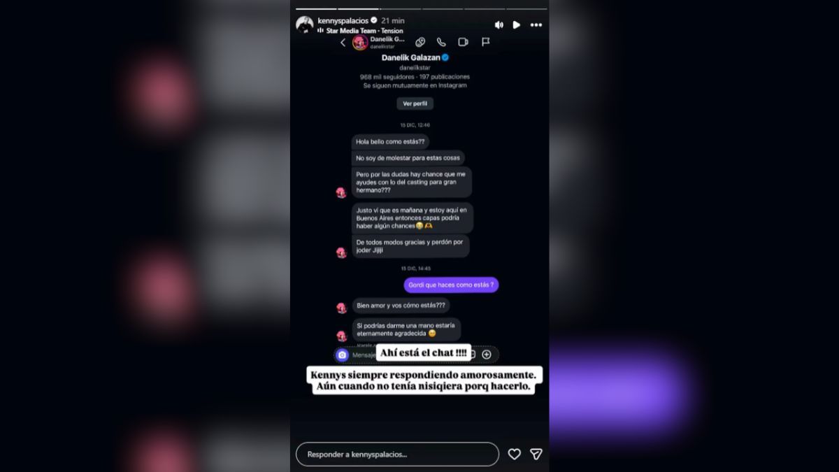 Kennys Palacios y Danelik mantienen una relaci&oacute;n de larga data que la participante intent&oacute; ocultar en la casa de Gran Hermano.