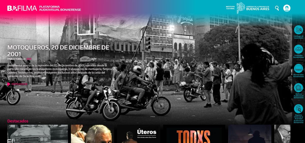 Interfaz de la plataforma Bafilma. Interfaz de la plataforma Bafilma.