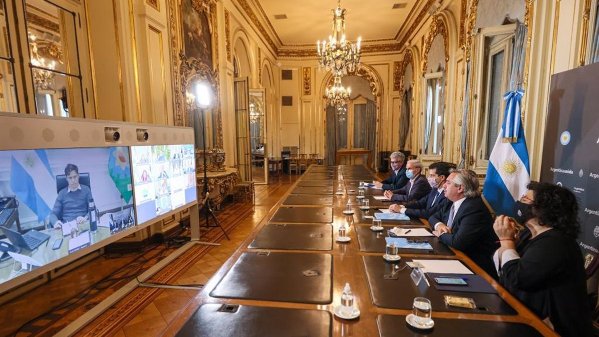 El presidente Alberto Fernández analiza con 11 gobernadores la situación sanitaria.&nbsp;