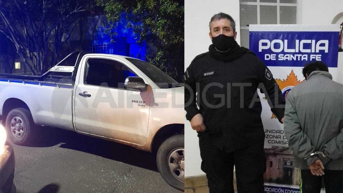 El hombre detenido por vandalizar la camioneta tenía una mano lastimada.
