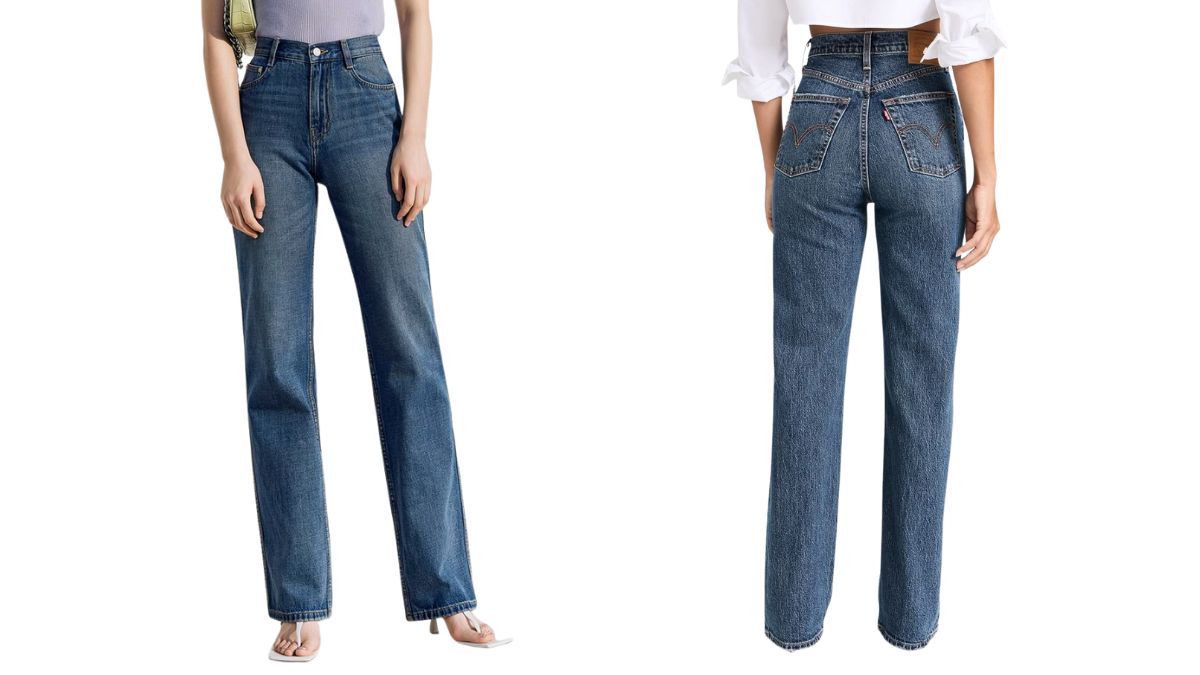 Los jeans de pierna recta son una opción básica. Los jeans de pierna recta son una opción básica.