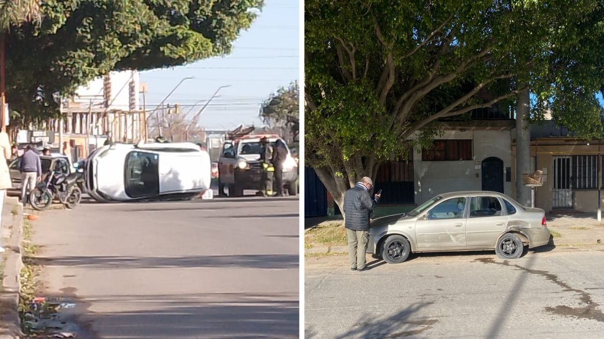 Choque y vuelco en avenida Gorriti: un auto quedó sobre uno de los laterales tras chocar contra otro