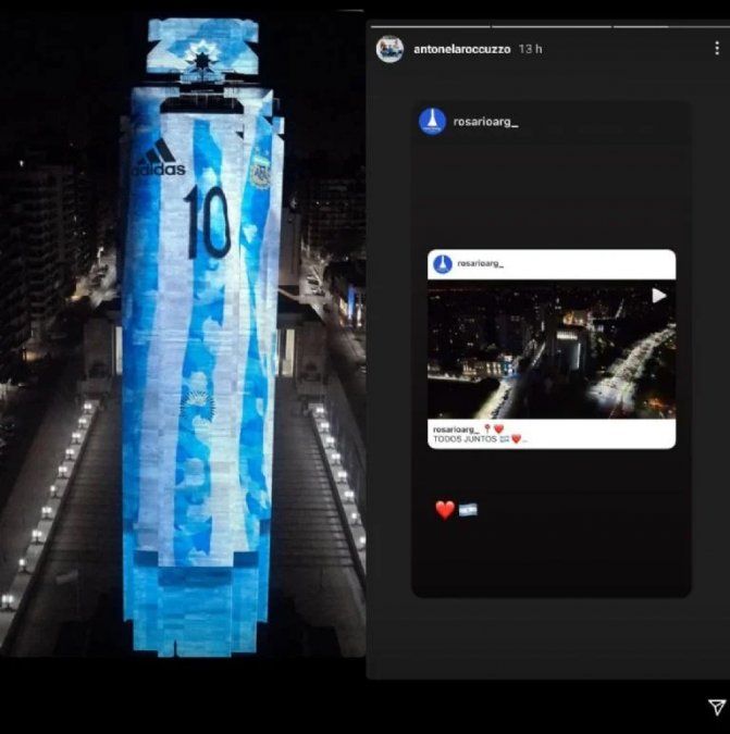 Antonela Roccuzzo uso sus redes sociales para agradecer el homenaje que le hicieron a Lionel Messi en Rosario.