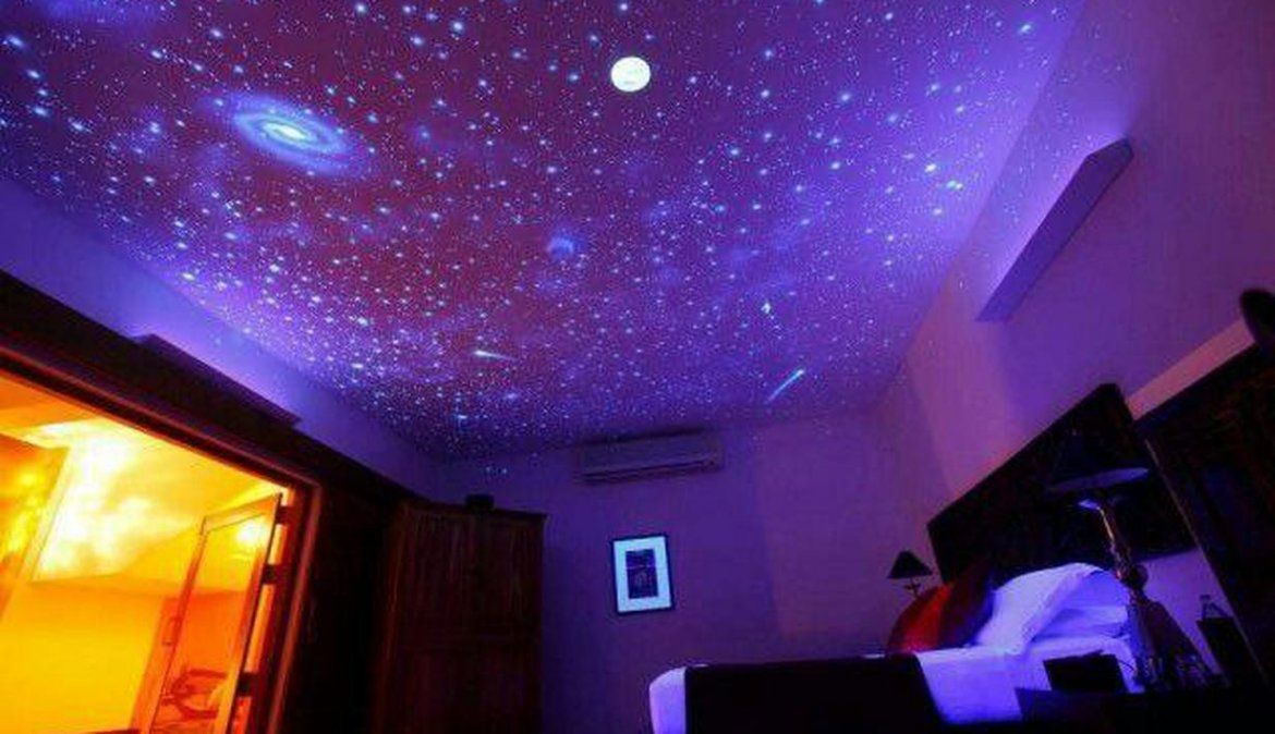 Cómo hacer un cielo estrellado con luna brillante en el techo de la habitación