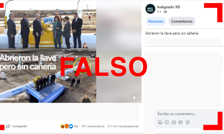 Es falso que en la inauguración del gasoducto Néstor Kirchner abrieron la válvula sin la cañería terminada Es falso que en la inauguración del gasoducto Néstor Kirchner abrieron la válvula sin la cañería terminada