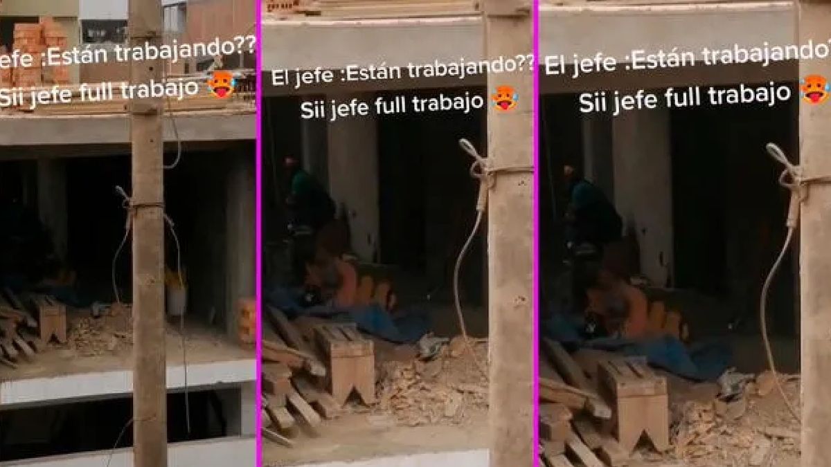 Dos albañiles fueron captados en un momento íntimo en medio de la obra: el  video