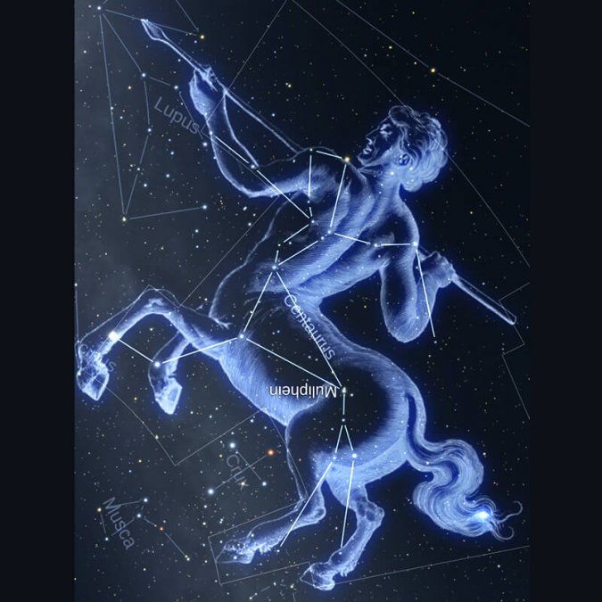 La constelación del Centauro: la figura mitad hombre y mitad caballo.