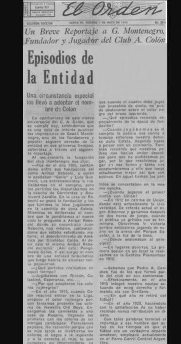 Uno de los fundadores del Club Atlético Colón, Geadá Montenegro, da referencia a enfrentamientos anteriores a 1913 ante el Club Atlético Unión. Foto: Para Conocernos - Luis Mino.