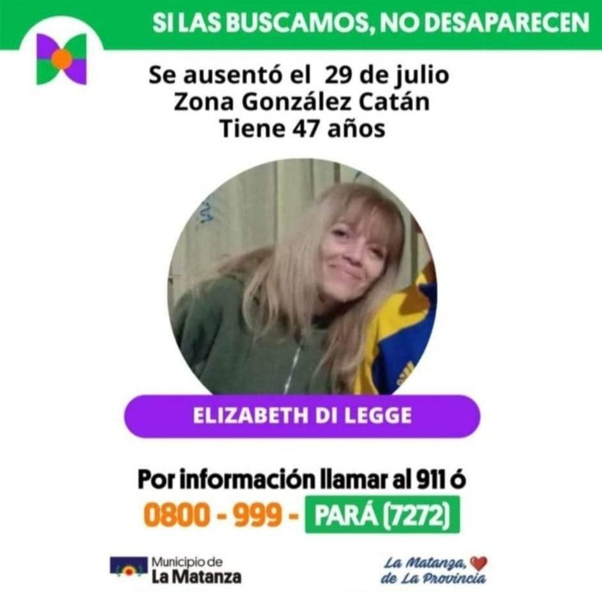 En González Catán buscan intensamente a una enfermera que desapareció el pasado viernes, 29 de julio. 