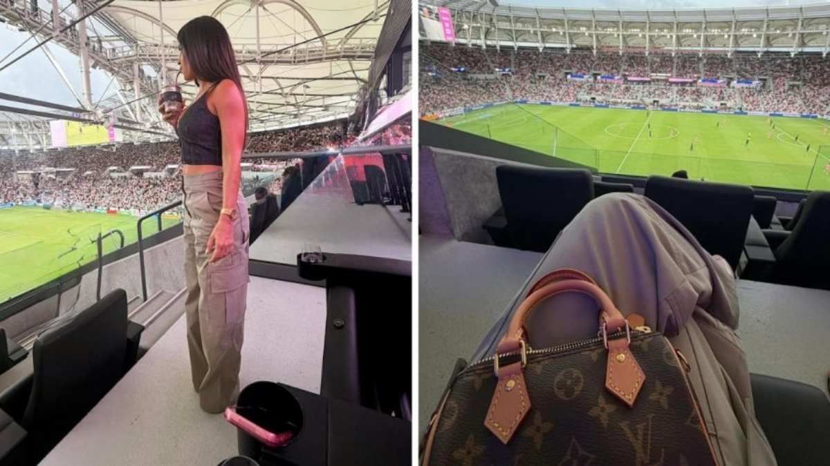 Antonela Roccuzzo impuso tendenca en Miami combinando un corsé de jean estructurado con pantalones cargo en tono beige y una exclusiva mini bag de Louis Vuitton. Antonela Roccuzzo impuso tendenca en Miami combinando un corsé de jean estructurado con pantalones cargo en tono beige y una exclusiva mini bag de Louis Vuitton.