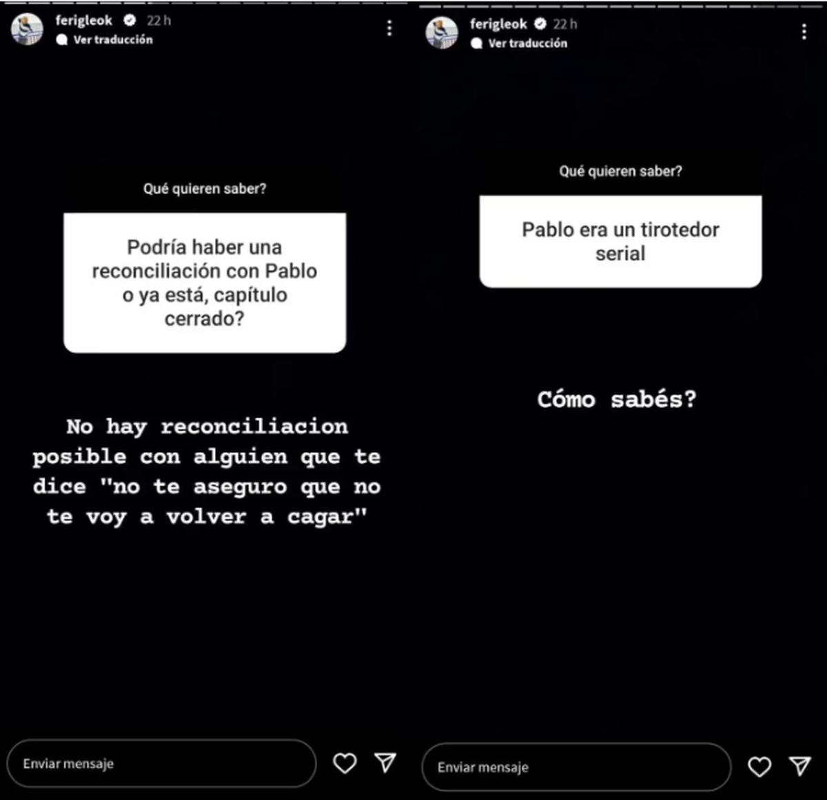 Fernanda Iglesias respondió algunas preguntas que le realizaron y apuntó contra su expareja. Fernanda Iglesias respondió algunas preguntas que le realizaron y apuntó contra su expareja.